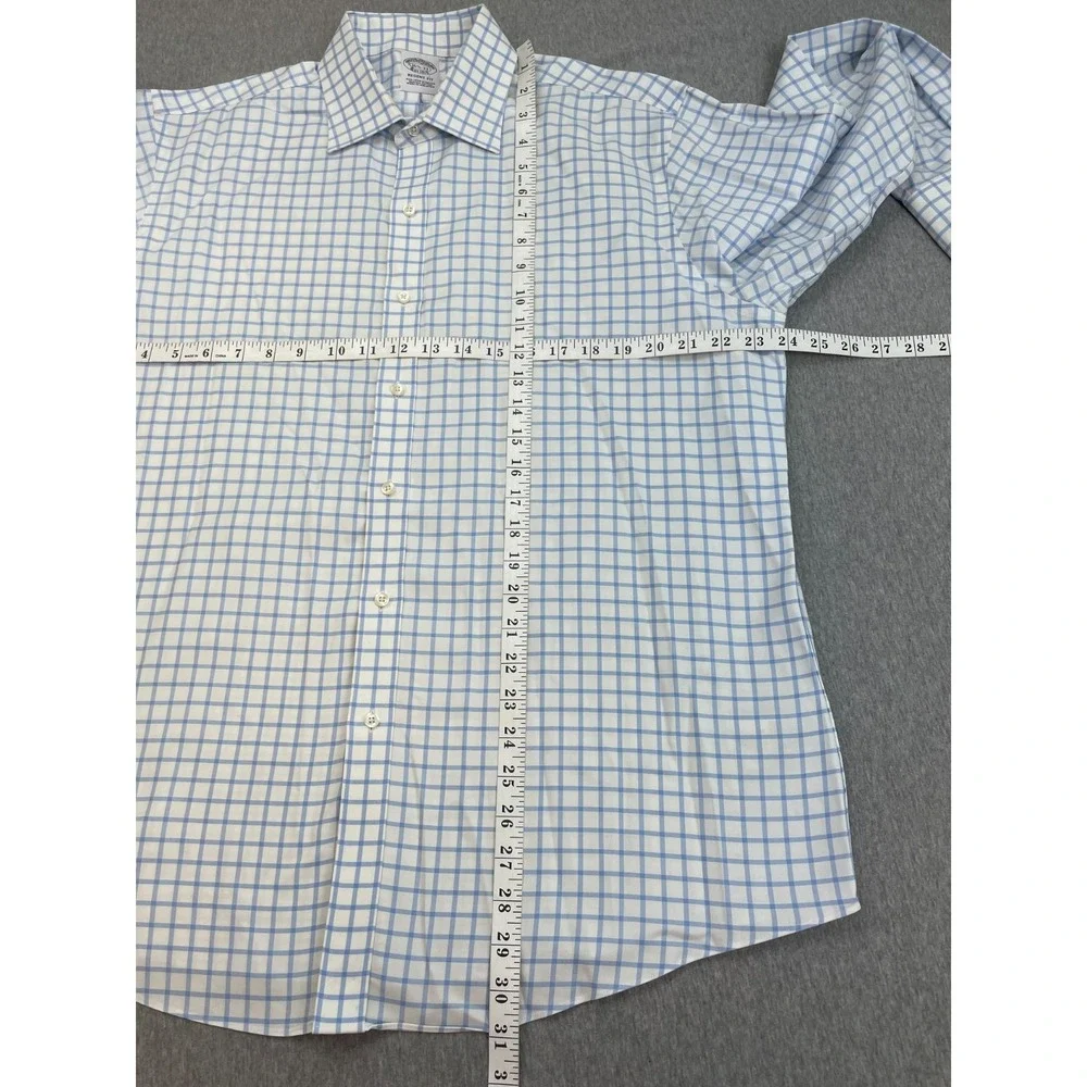 Brooks Brothers Shirt Mens 16.5-33 Check 100% Supima Cotton Regent Fit Button Up
